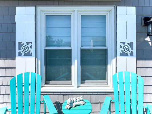 Weatherproof Sea Turtle Window Shutters for Outdoor Beach House or Coastal Home Decor (Standard Shutter Size)