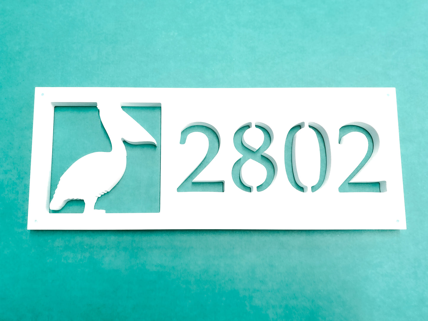 Weatherproof Pelican Bird Address Sign for Beach House, House Numbers for Outdoor Coastal Home Decor