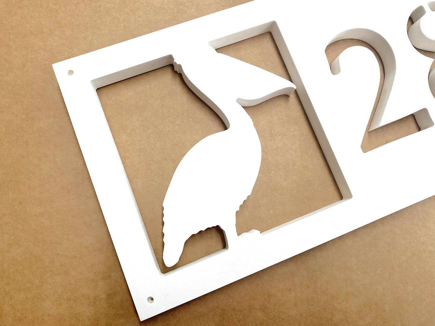 Weatherproof Pelican Bird Address Sign for Beach House, House Numbers for Outdoor Coastal Home Decor