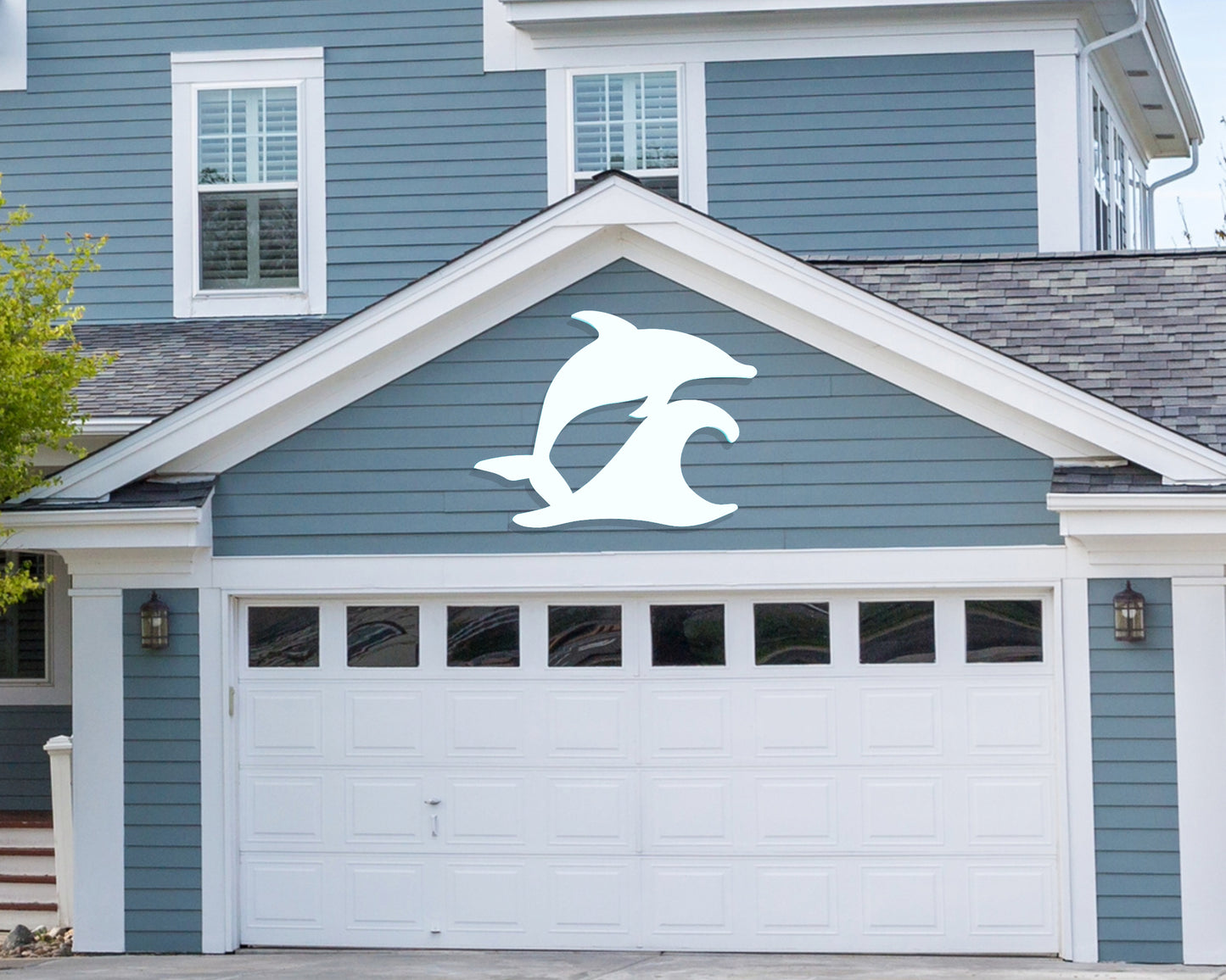 Weatherproof Dolphin Jumping Wave Large Outdoor Wall Art Sign for Beach House or Coastal Home Decor