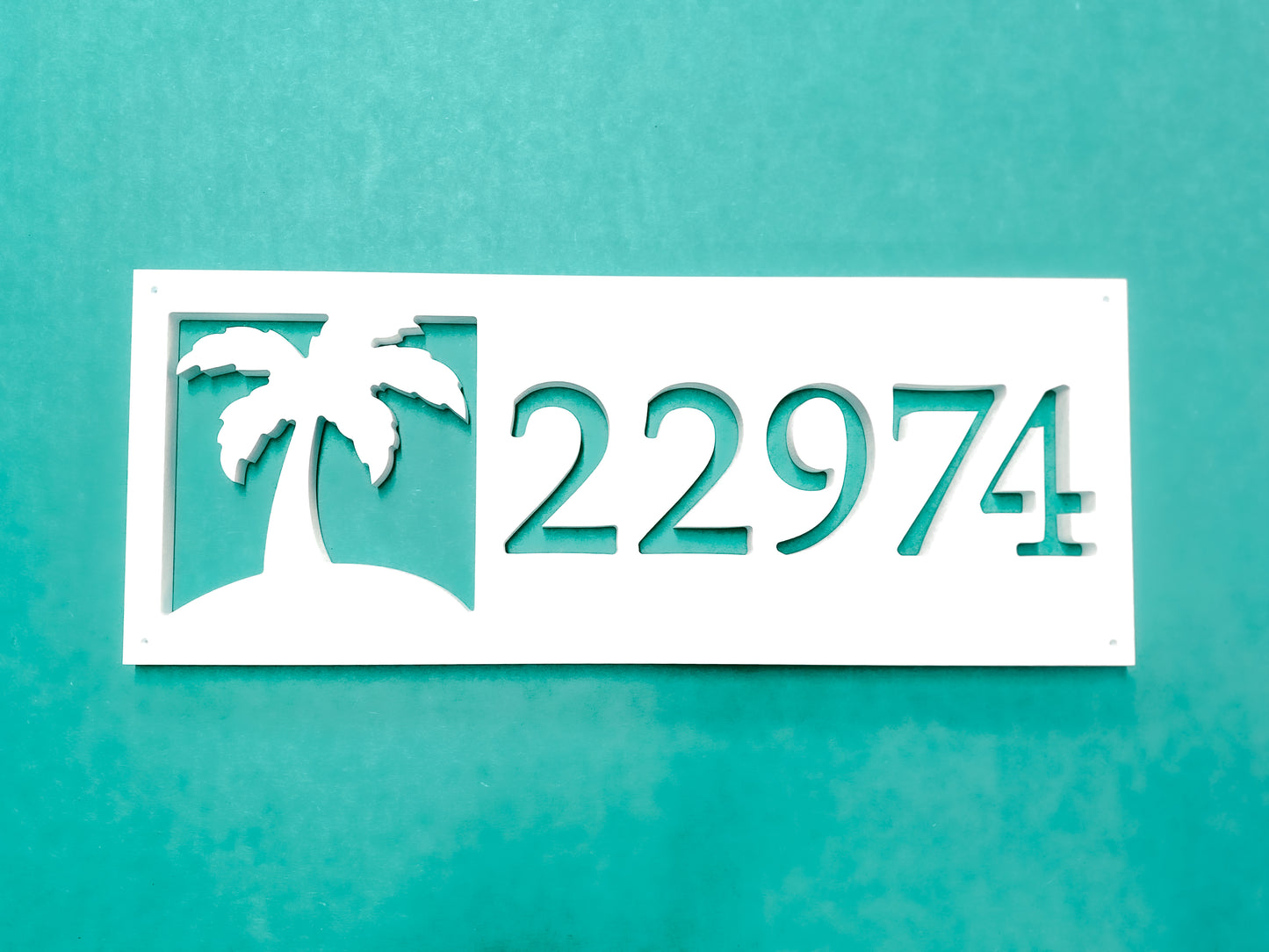 Weatherproof Tropical Palm Tree Address Sign for Beach House, House Numbers for Outdoor Coastal Home Decor