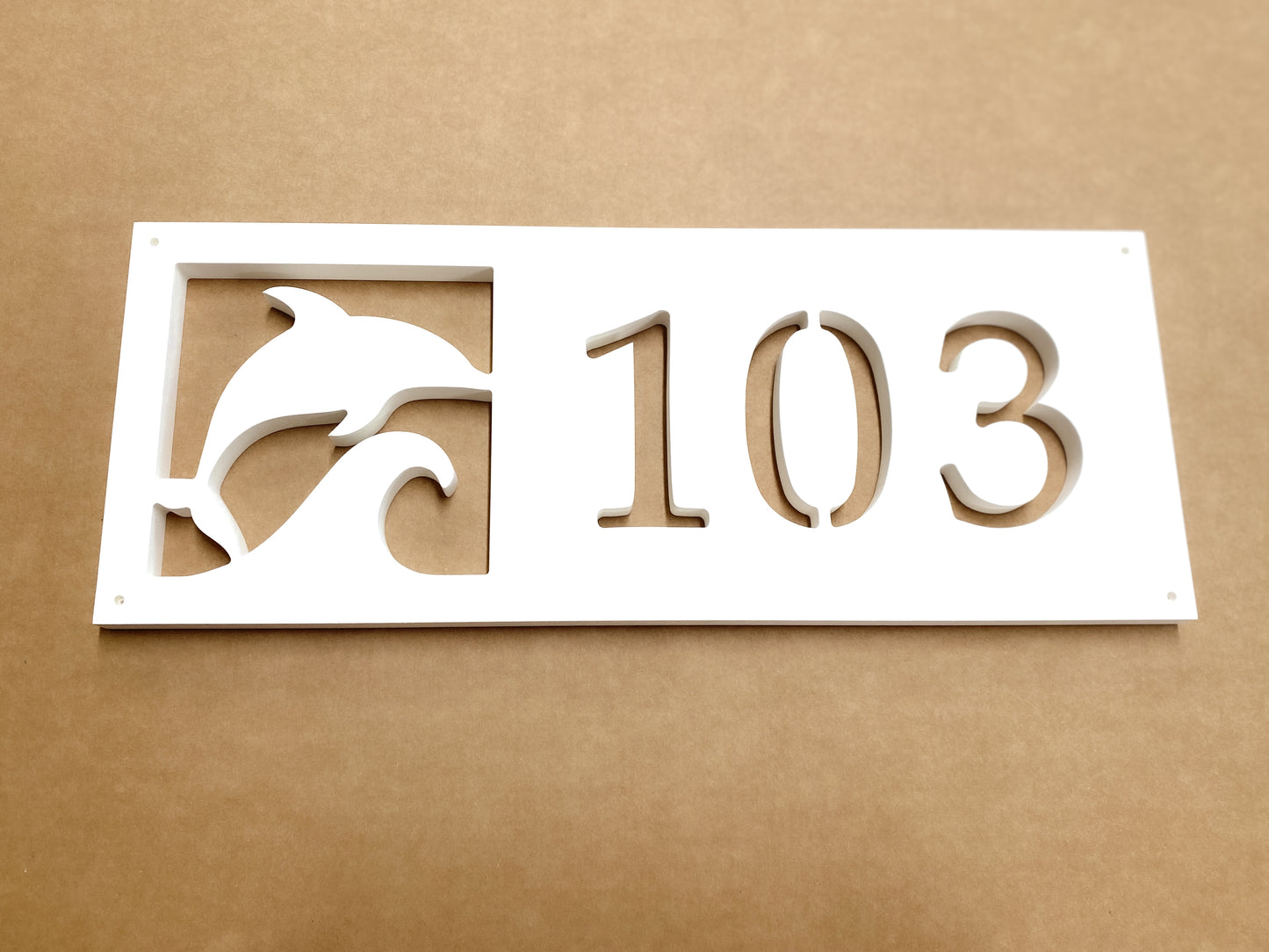 Weatherproof Dolphin Address Sign for Beach House, House Numbers for Outdoor Coastal Home Decor