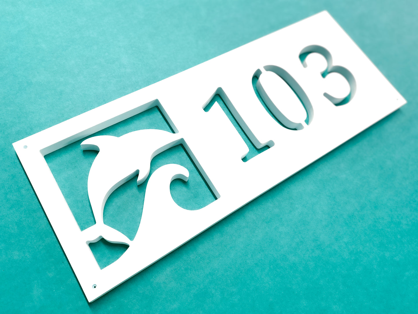 Weatherproof Dolphin Address Sign for Beach House, House Numbers for Outdoor Coastal Home Decor