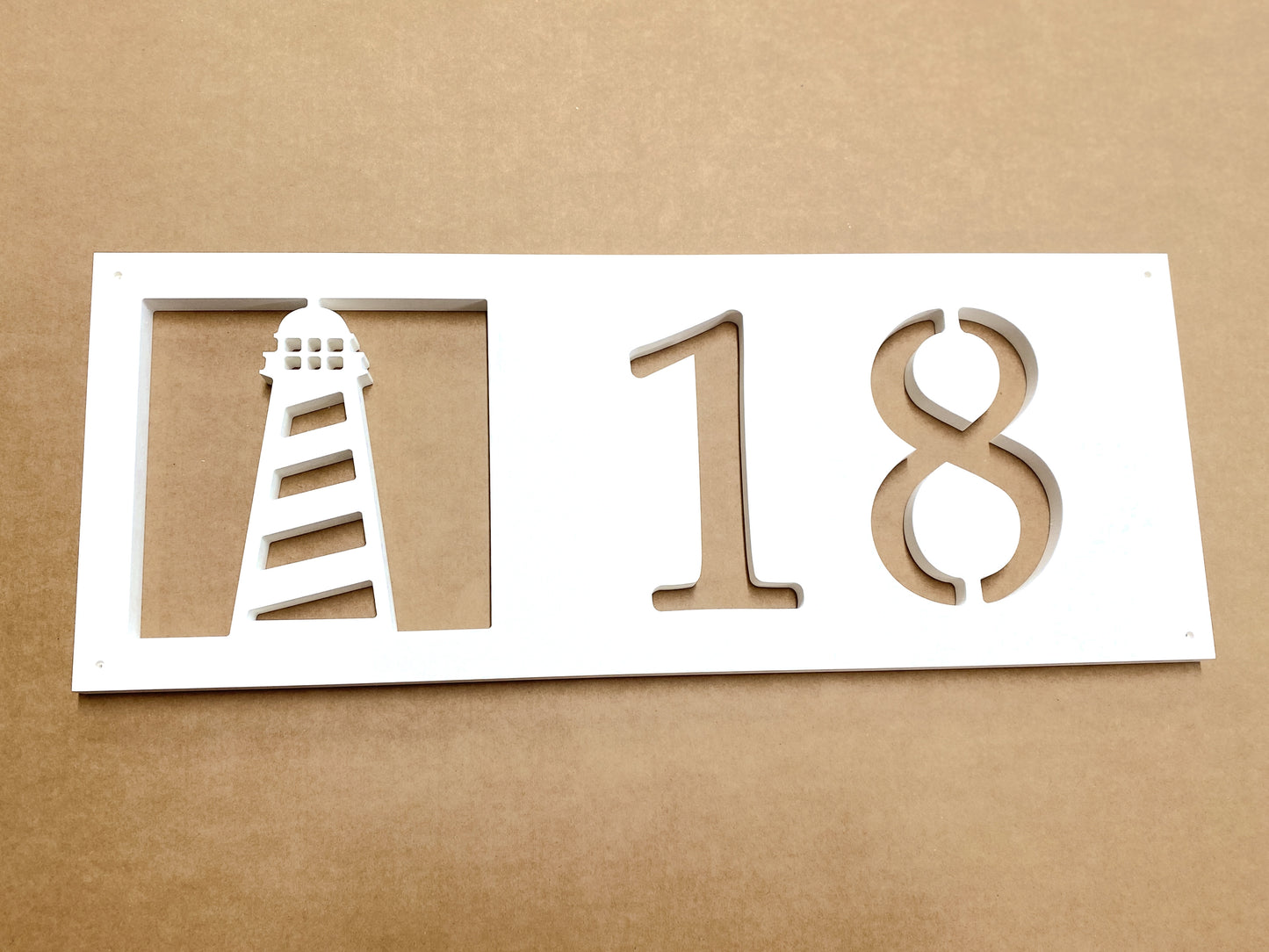 Weatherproof Nautical Lighthouse Address Sign for Beach House, House Numbers for Outdoor Coastal Home Decor