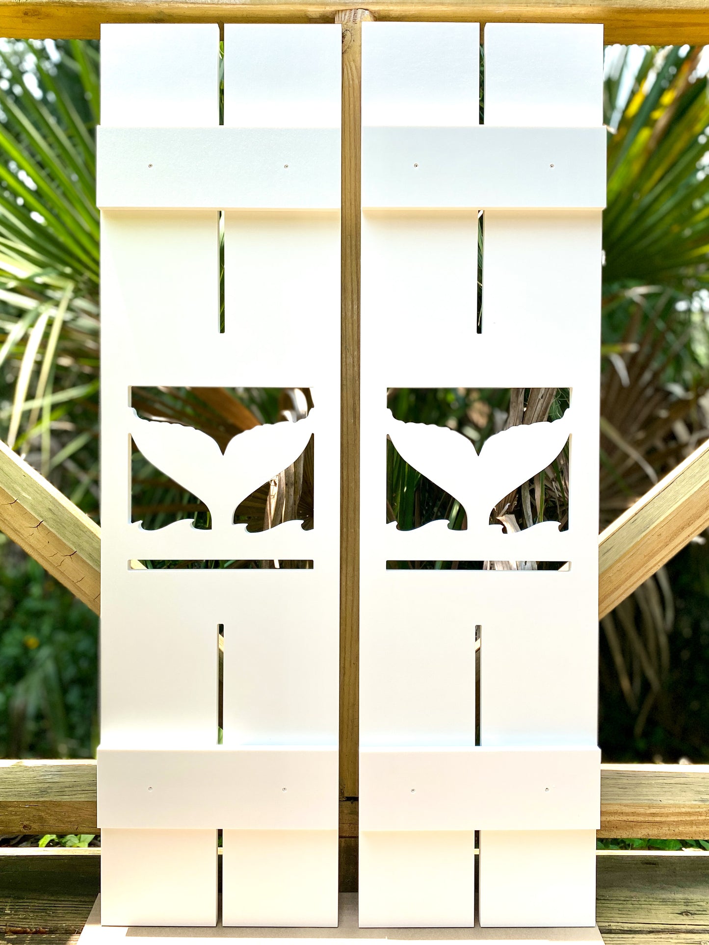 Weatherproof Whale Tail Window Shutters for Outdoor Beach House or Coastal Home Decor (Standard Shutter Size)