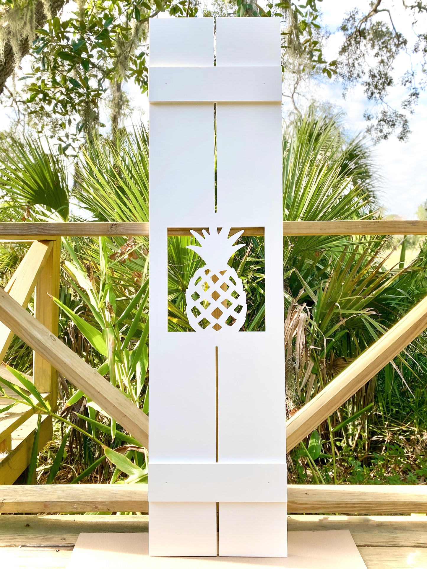 Weatherproof Pineapple Window Shutters for Outdoor Beach House or Coastal Home Decor (Standard Shutter Size)