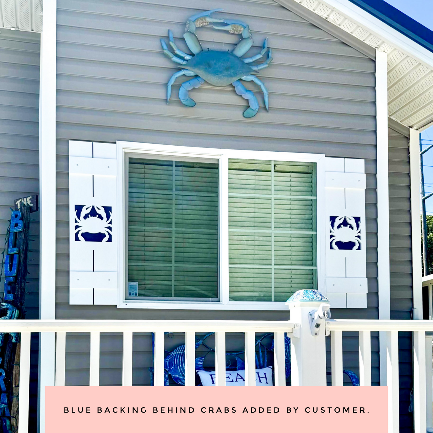 Weatherproof Crab Window Shutters for Outdoor Beach House or Coastal Home Decor (Standard Shutter Size)