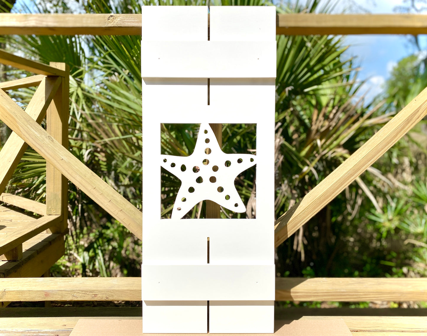 Weatherproof Starfish Window Shutters for Outdoor Beach House or Coastal Home Decor (Standard Shutter Size)