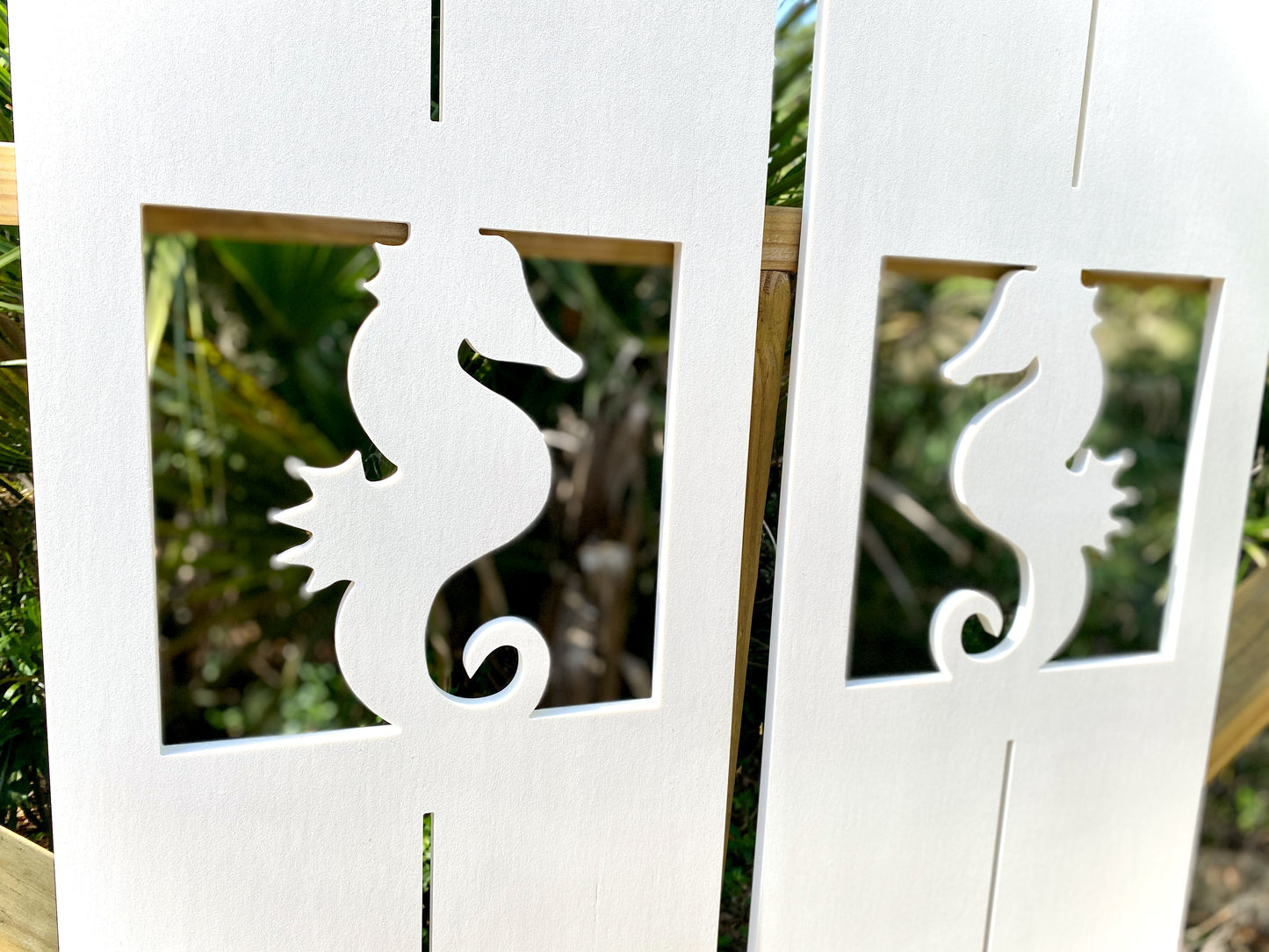 Weatherproof Seahorse Window Shutters for Outdoor Beach House or Coastal Home Decor (Standard Shutter Size)