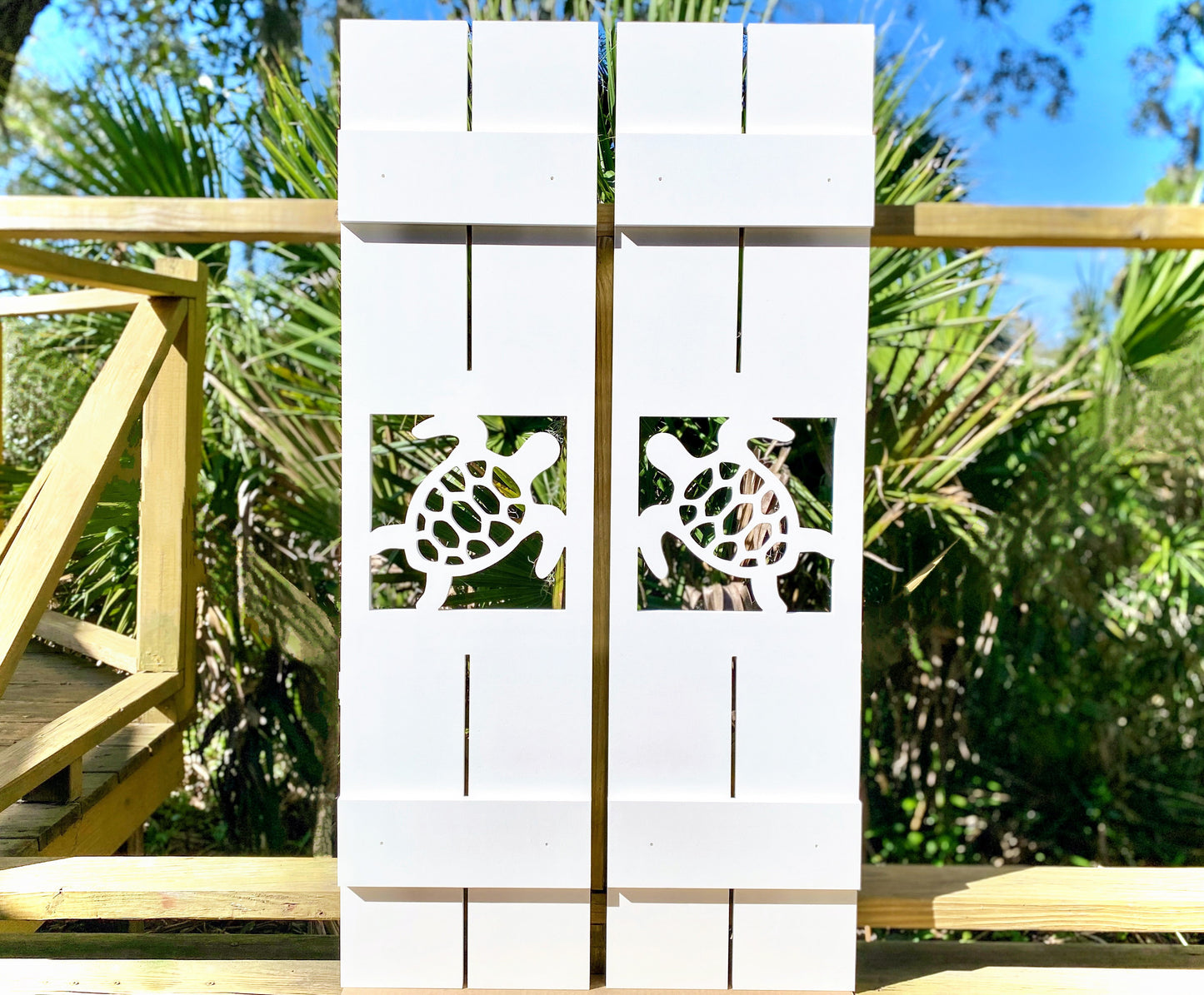 Weatherproof Sea Turtle Window Shutters for Outdoor Beach House or Coastal Home Decor (Standard Shutter Size)