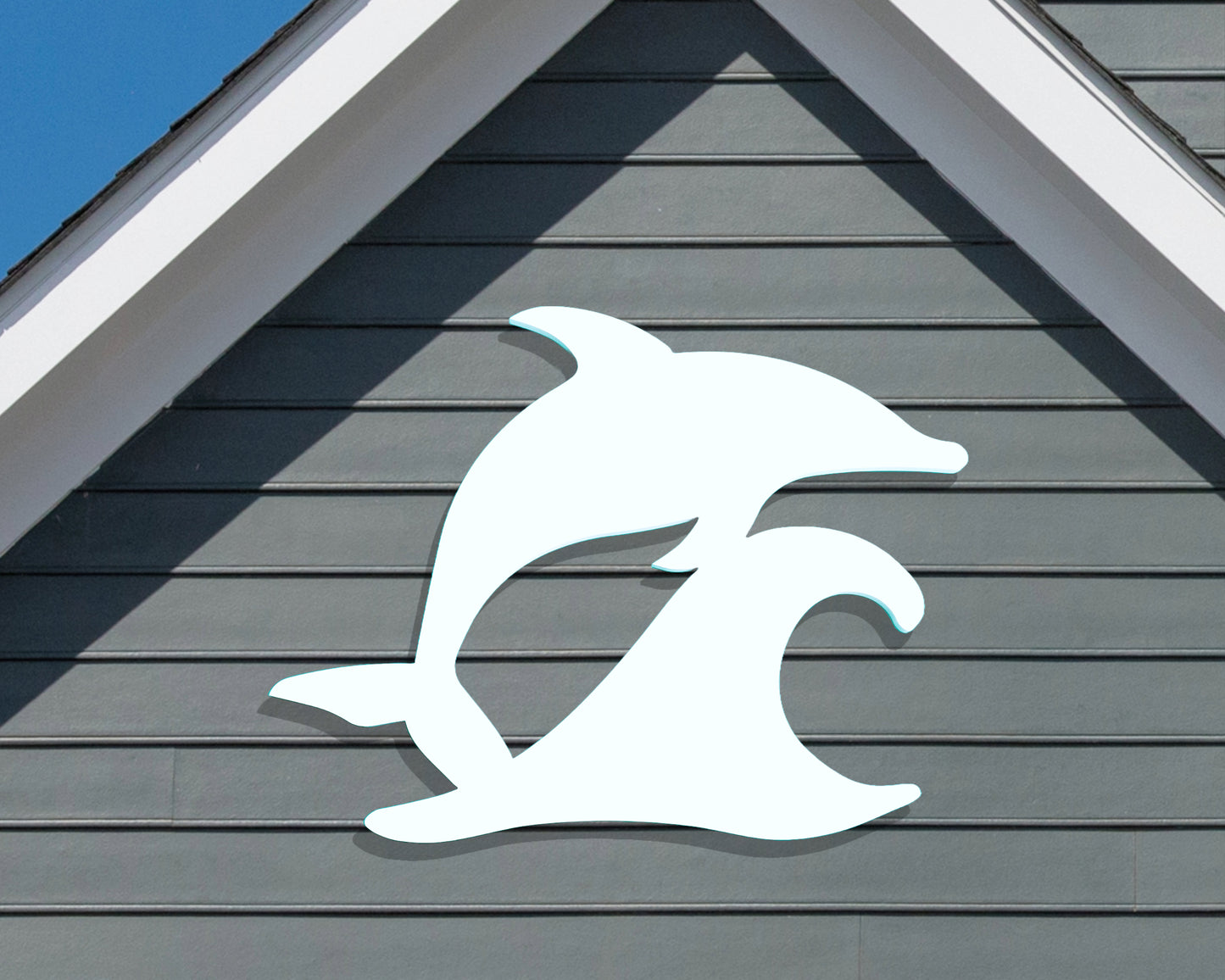 Weatherproof Dolphin Jumping Wave Large Outdoor Wall Art Sign for Beach House or Coastal Home Decor