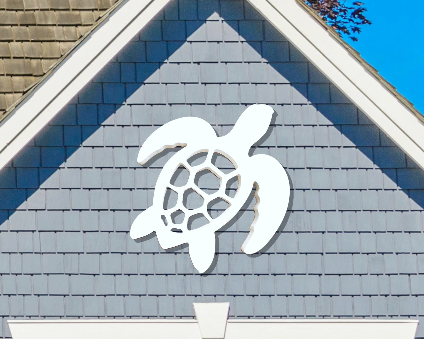 Outdoor Sea Turtle Wall Art Sign for Beach House or Coastal Home Decor, Large Weatherproof Swimming Sea Turtle