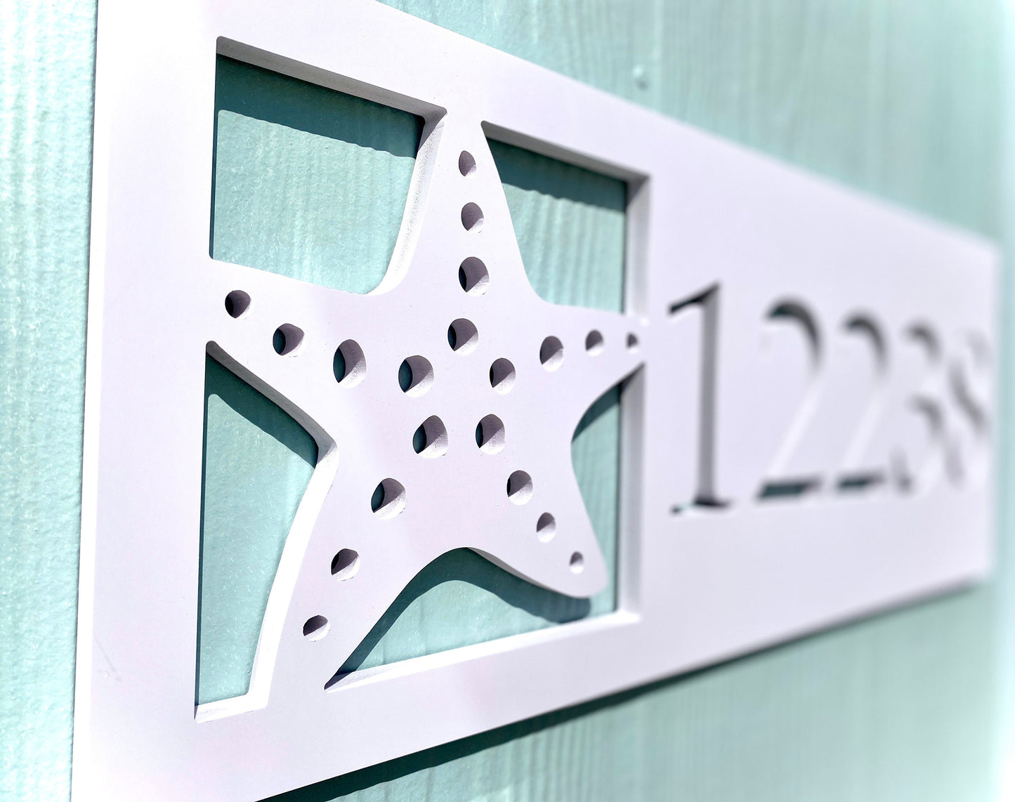 Starfish Address Sign for Beach House, Weatherproof Horizontal House Numbers, Coastal Home Address Numbers, Outdoor Starfish Sign