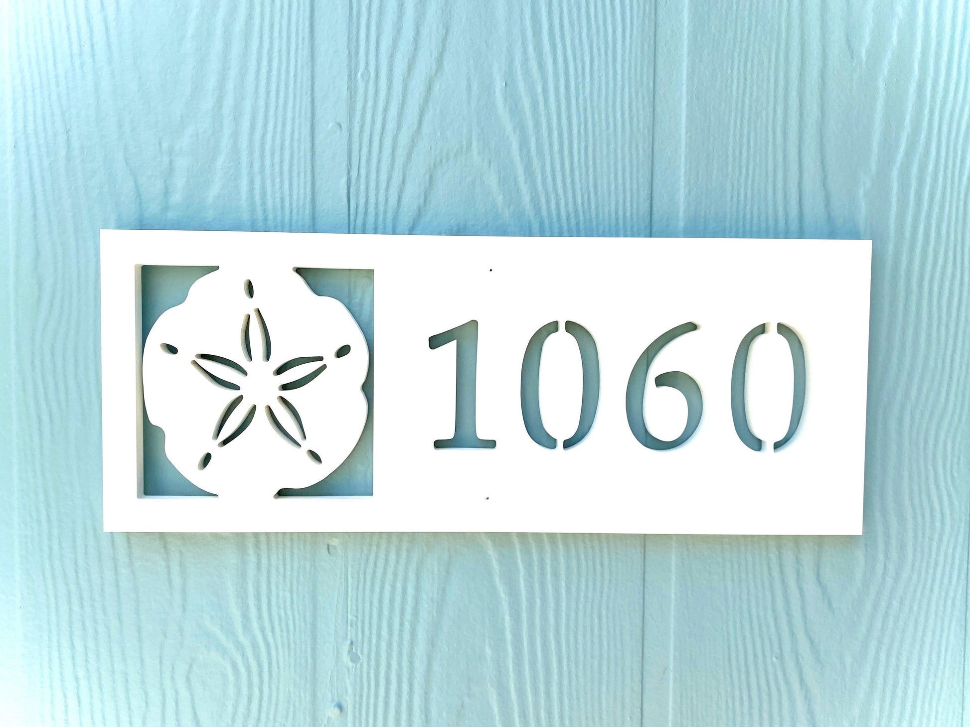 Weatherproof Sand Dollar Address Sign, Horizontal Beach House Numbers, Coastal Cottage Outdoor Decoration, Outdoor Beach Home Address Plaque