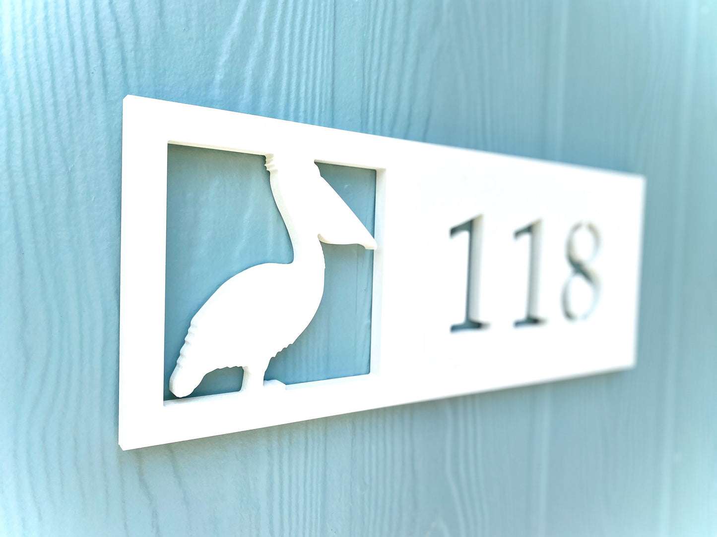 Weatherproof Pelican Address Sign, Horizontal House Numbers for Florida Beach House, Coastal Home Decor, Custom Address Numbers, Bird Decor