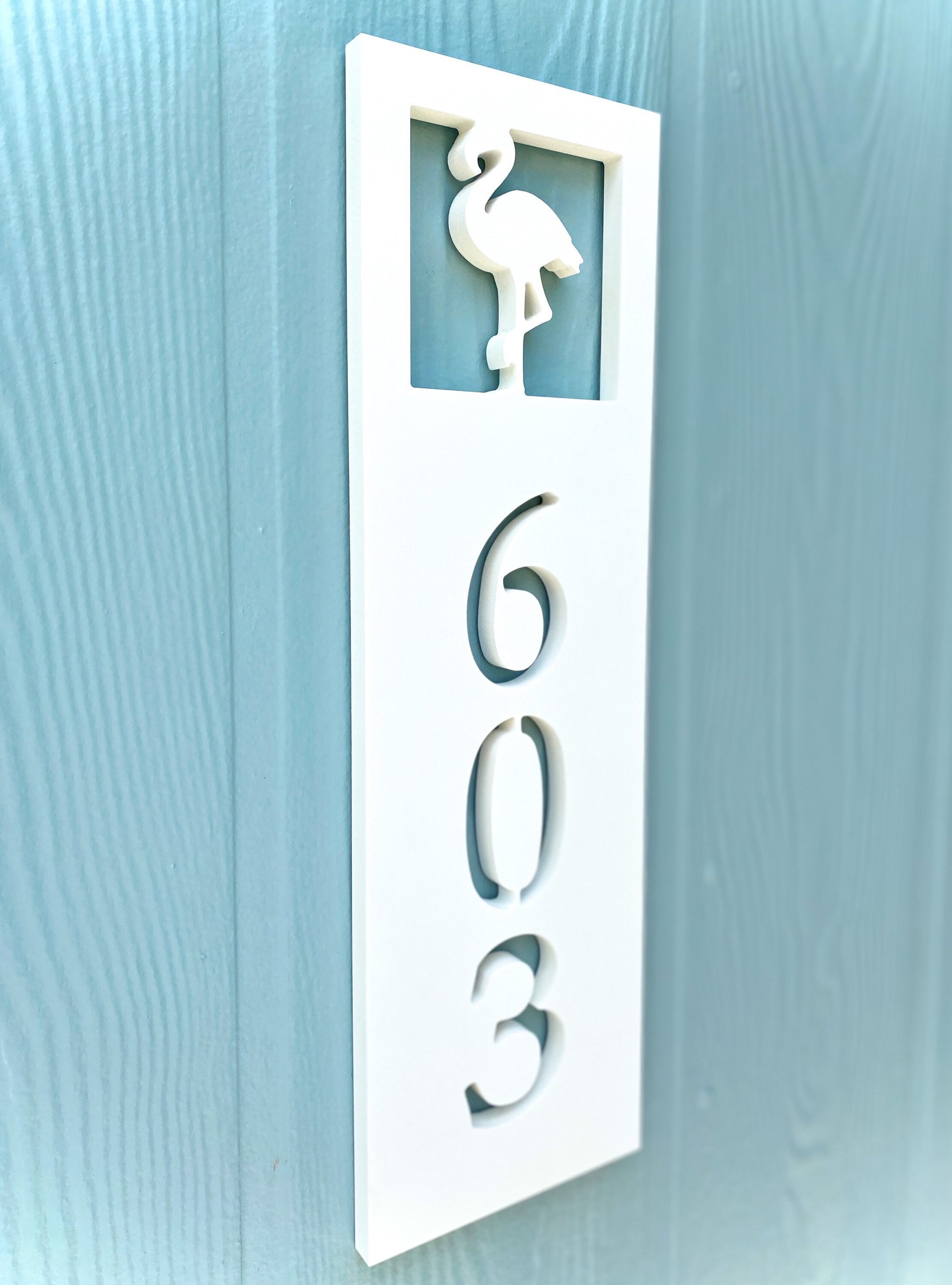 Vertical Flamingo Address Sign, Weatherproof House Numbers, Coastal Beach House Address, Tropical Exterior Home Decor, Housewarming Gift