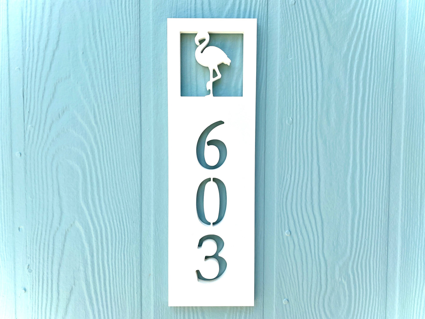 Vertical Flamingo Address Sign, Weatherproof House Numbers, Coastal Beach House Address, Tropical Exterior Home Decor, Housewarming Gift