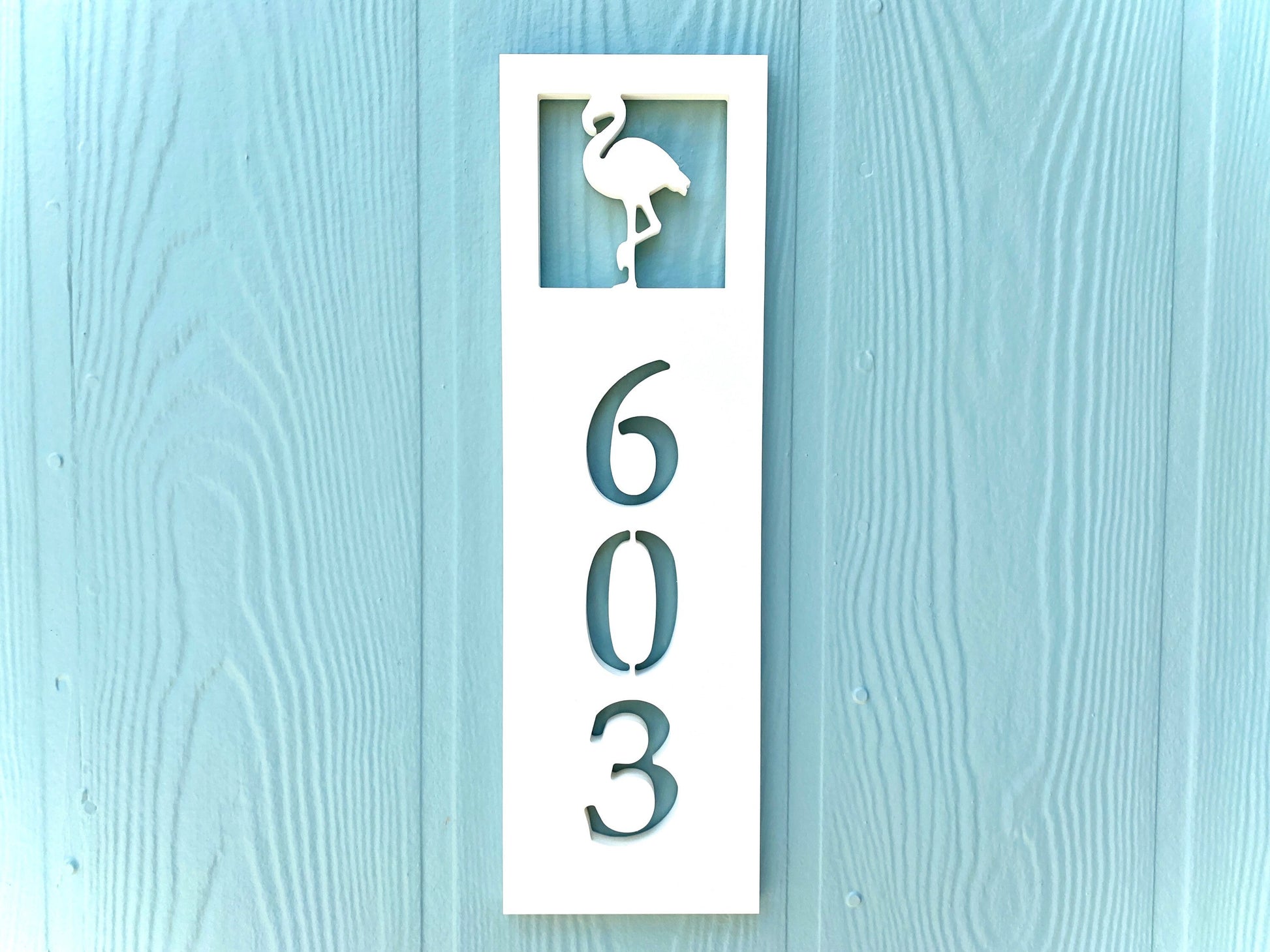 Vertical Flamingo Address Sign, Weatherproof House Numbers, Coastal Beach House Address, Tropical Exterior Home Decor, Housewarming Gift