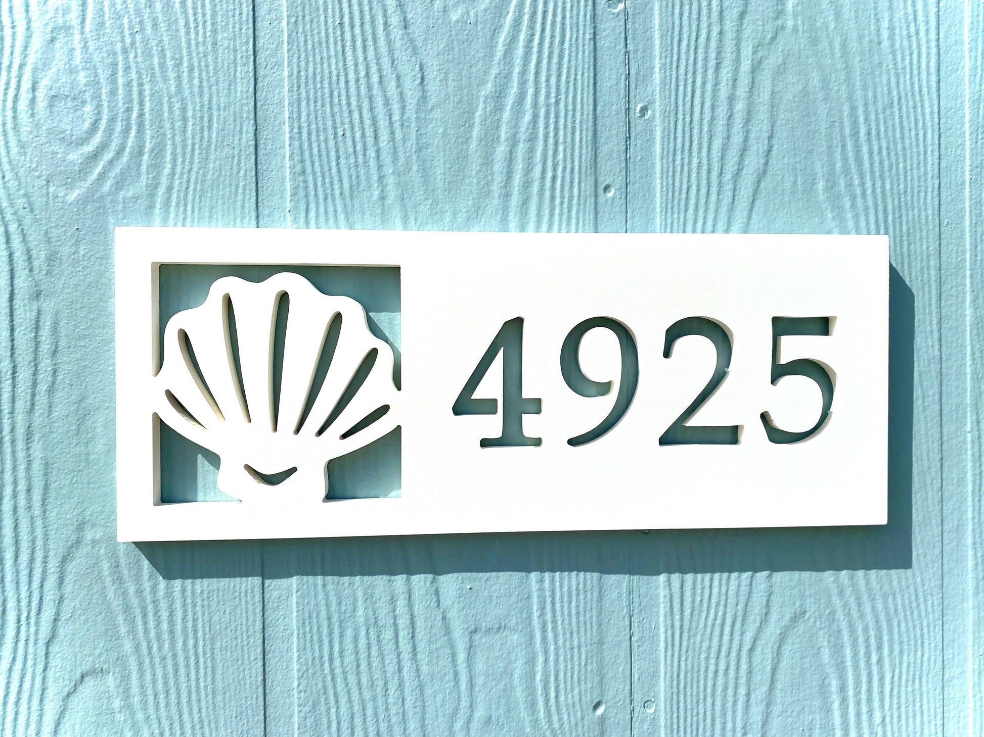 Horizontal Seashell Address Sign, Beach House Address Plaque, Weatherproof House Numbers, Coastal Cottage Exterior Decor, Housewarming Gift