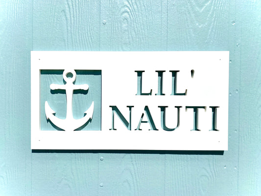 Nautical Anchor Beach House Name Sign, Custom Weatherproof Personalized Home Name, Coastal Beach House Decor, Outdoor Exterior PVC Sign