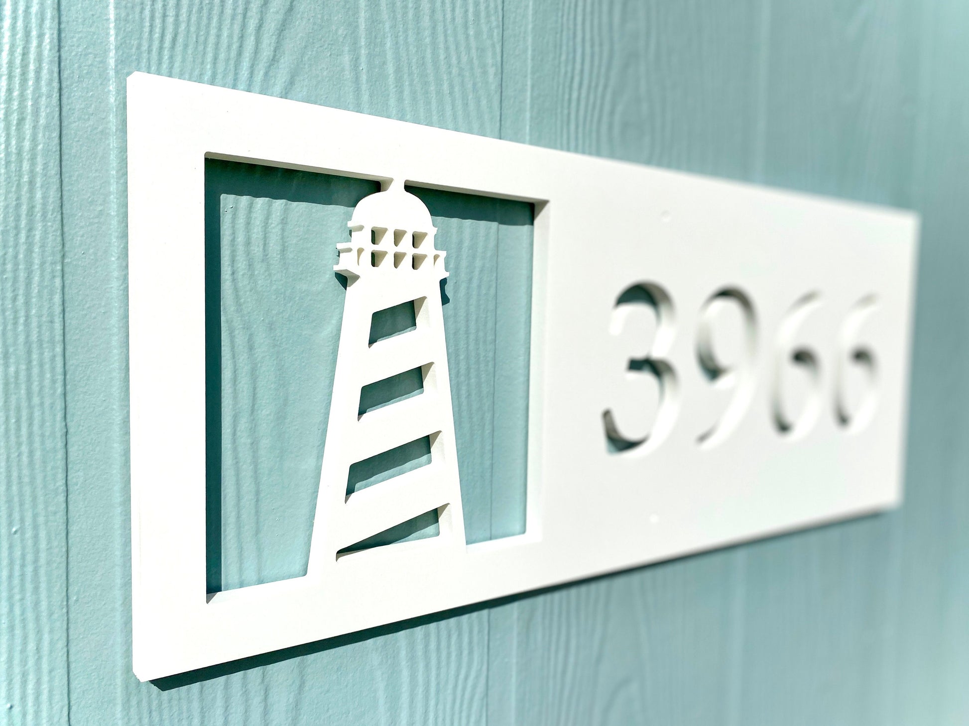 Lighthouse Address Numbers, Weatherproof Horizontal Address Sign for Beach House, Nautical House Numbers, Exterior Coastal Home Decor