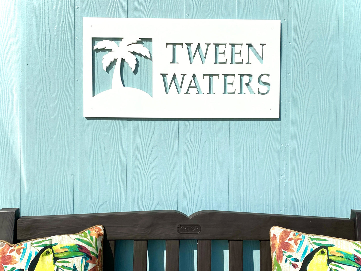 Custom Palm Tree Beach House Name Sign, Weatherproof Personalized Home Name, Coastal Beach House Decor, Outdoor Exterior PVC Sign