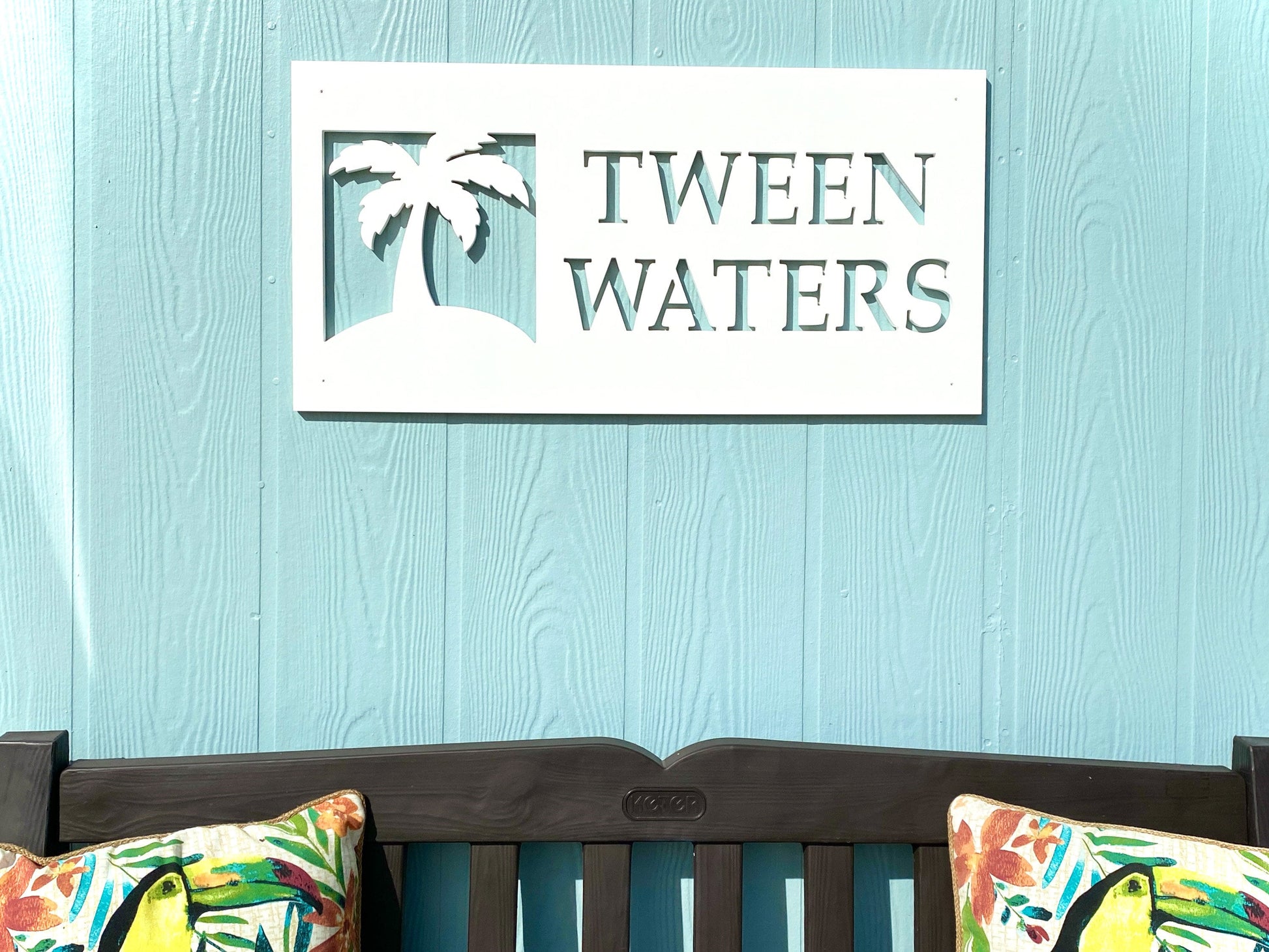 Custom Palm Tree Beach House Name Sign, Weatherproof Personalized Home Name, Coastal Beach House Decor, Outdoor Exterior PVC Sign