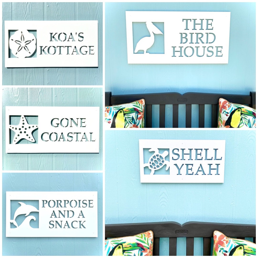 Custom Sea Turtle House Name Sign, Weatherproof PVC Personalized Home Name, Coastal Beach House Decor, Outdoor Exterior Sign