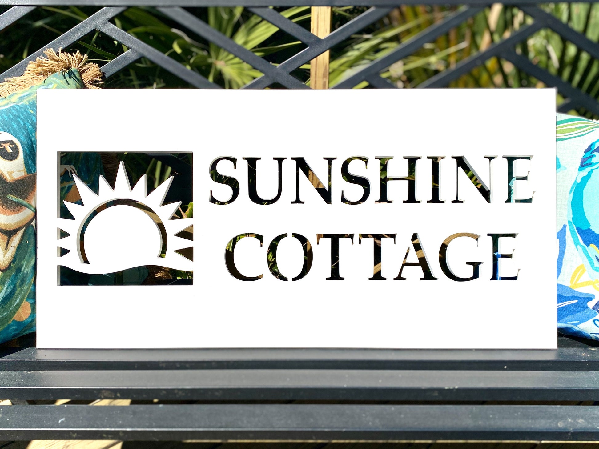 Custom Sun House Name Sign, Weatherproof Personalized Home Name, Coastal Beach House Decor, Outdoor Exterior PVC Sign, Sunrise Sunset