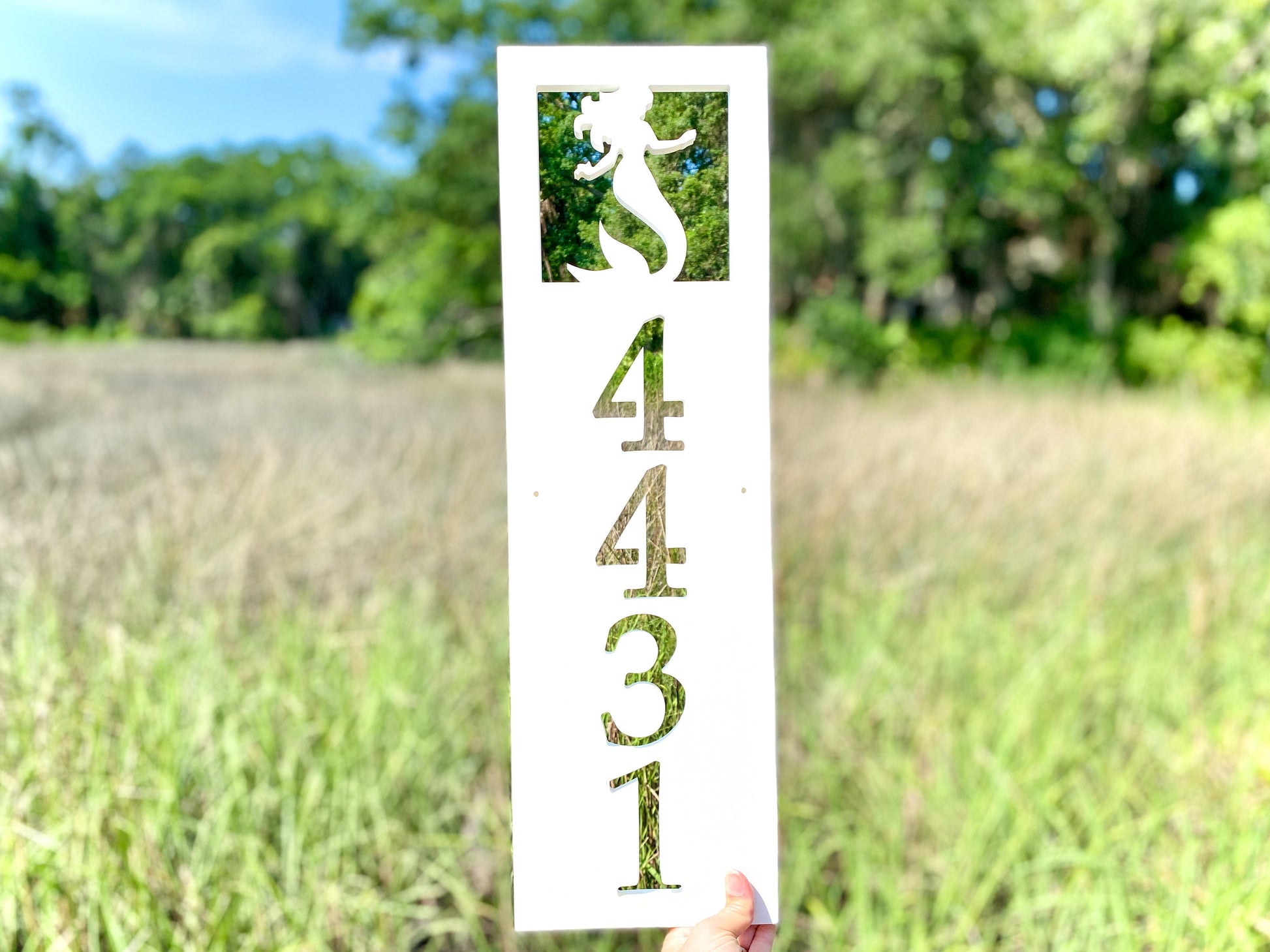 Vertical Mermaid Address Sign, Weatherproof House Numbers, Coastal Beach House, Exterior Home Decor, Housewarming Gift for Mermaid Lover