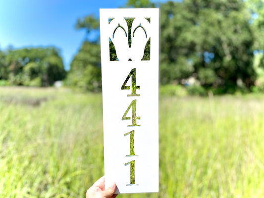 Vertical Flip Flops Address Sign for House, Beach Sandals Home Decor, Coastal Beach House Address Plaque, PVC Weatherproof House Numbers