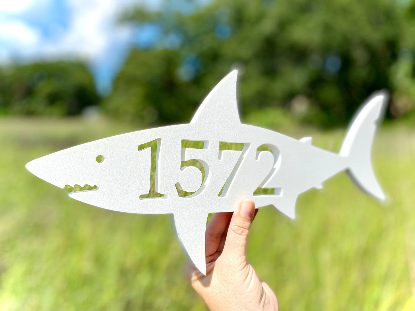 Shark Address Sign, Beach House Address Numbers, Outdoor PVC Weatherproof Sign, Coastal Home Decor, Custom Shark Address Plaque, Ocean Decor