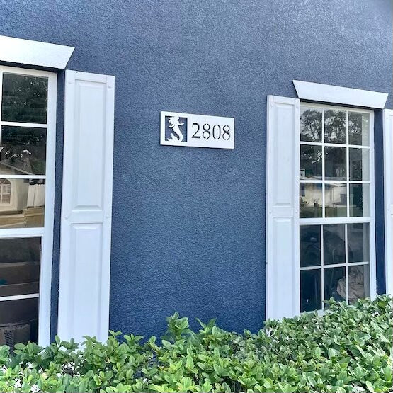 Mermaid Address Sign, Weatherproof Horizontal House Numbers, Coastal Beach House Exterior Outdoor Decor, Housewarming Gift for Mermaid Lover