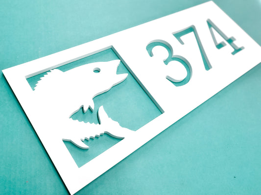 Wahoo Fish Address Sign, Horizontal Beach House Numbers, Weatherproof PVC Address Plate, Coastal Beach House, Wahoo Fishing Decor