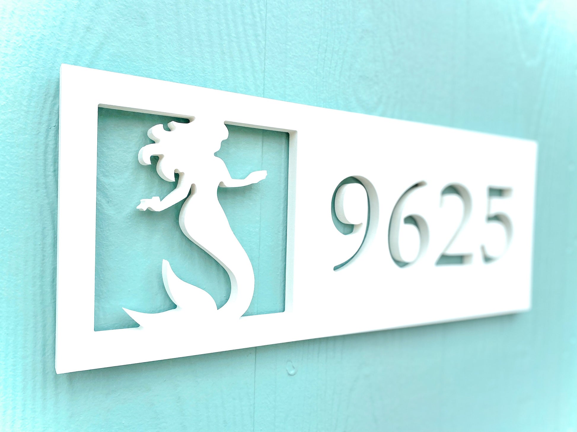 Mermaid Address Sign, Weatherproof Horizontal House Numbers, Coastal Beach House Exterior Outdoor Decor, Housewarming Gift for Mermaid Lover