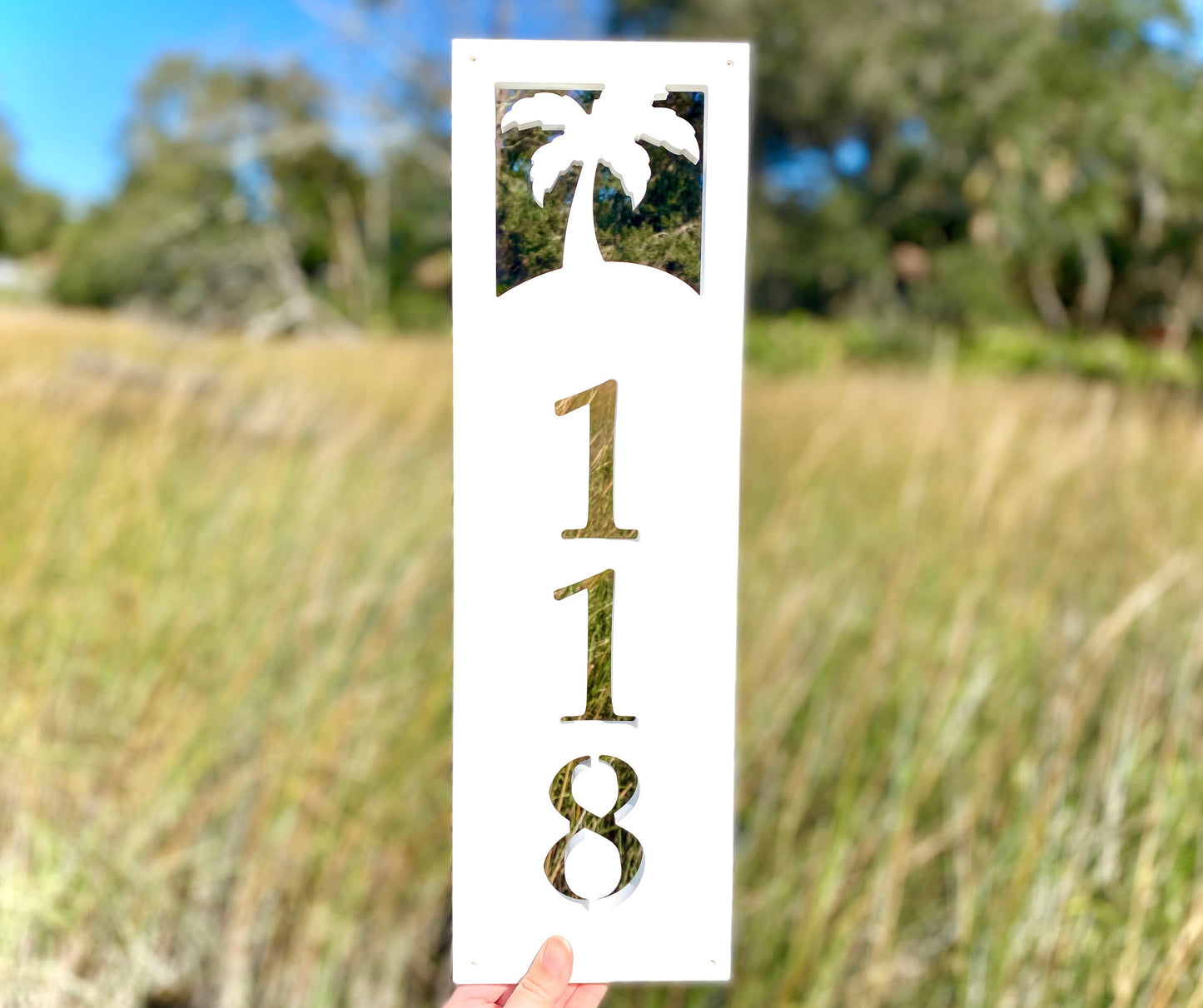 Palm Tree Address Sign, Weatherproof House Numbers for Beach House, Exterior Coastal Home Decor, Tropical Address Numbers