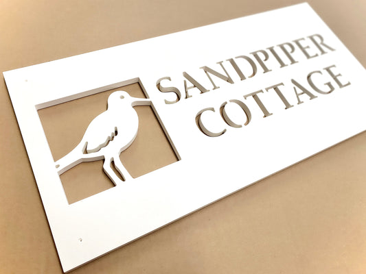 Sandpiper Bird House Name Sign, Weatherproof Personalized Home Name, Coastal Beach House Decor, Outdoor Exterior PVC Sign, Sea Bird Decor