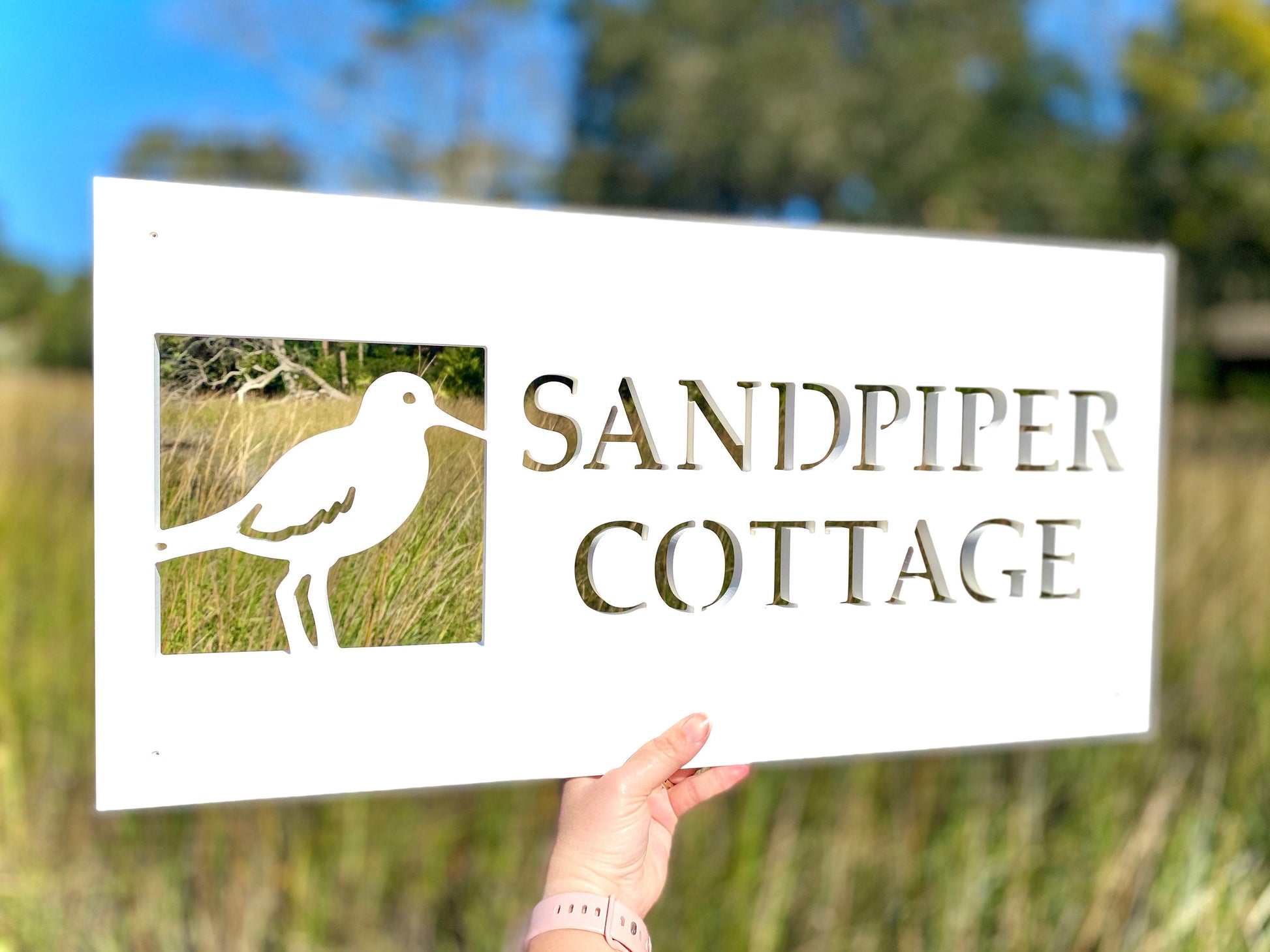 Sandpiper Bird House Name Sign, Weatherproof Personalized Home Name, Coastal Beach House Decor, Outdoor Exterior PVC Sign, Sea Bird Decor