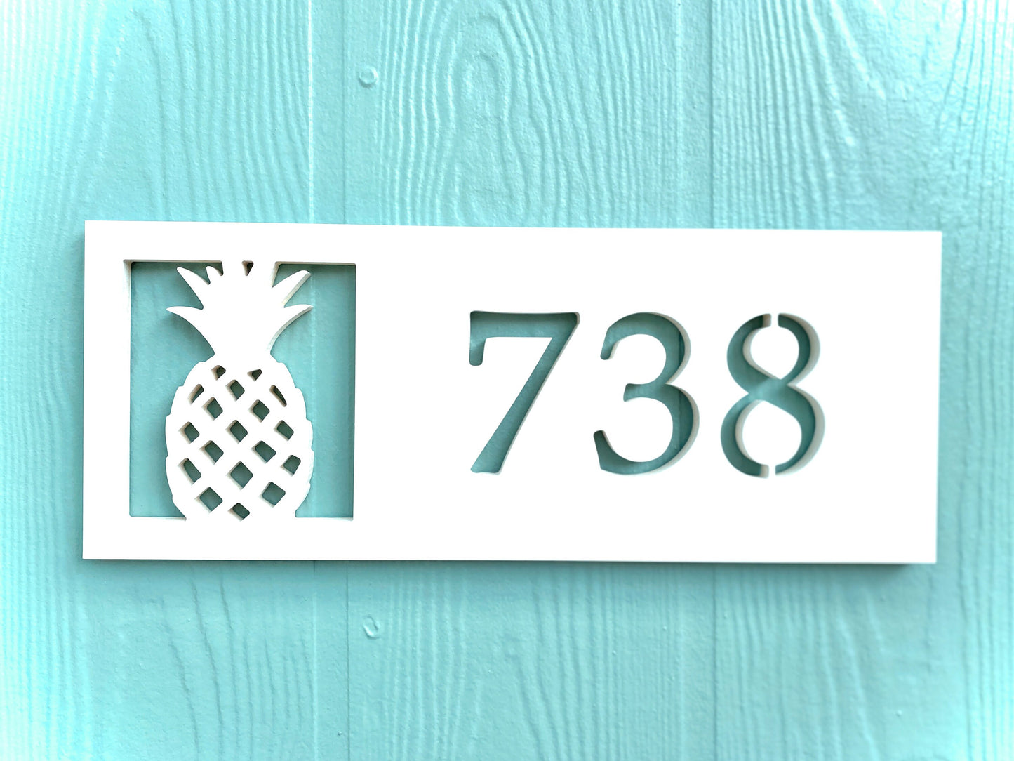 Horizontal Pineapple Address Sign, Weatherproof House Numbers, Tropical Exterior Home Decor, Coastal Beach House Decor, Housewarming Gift