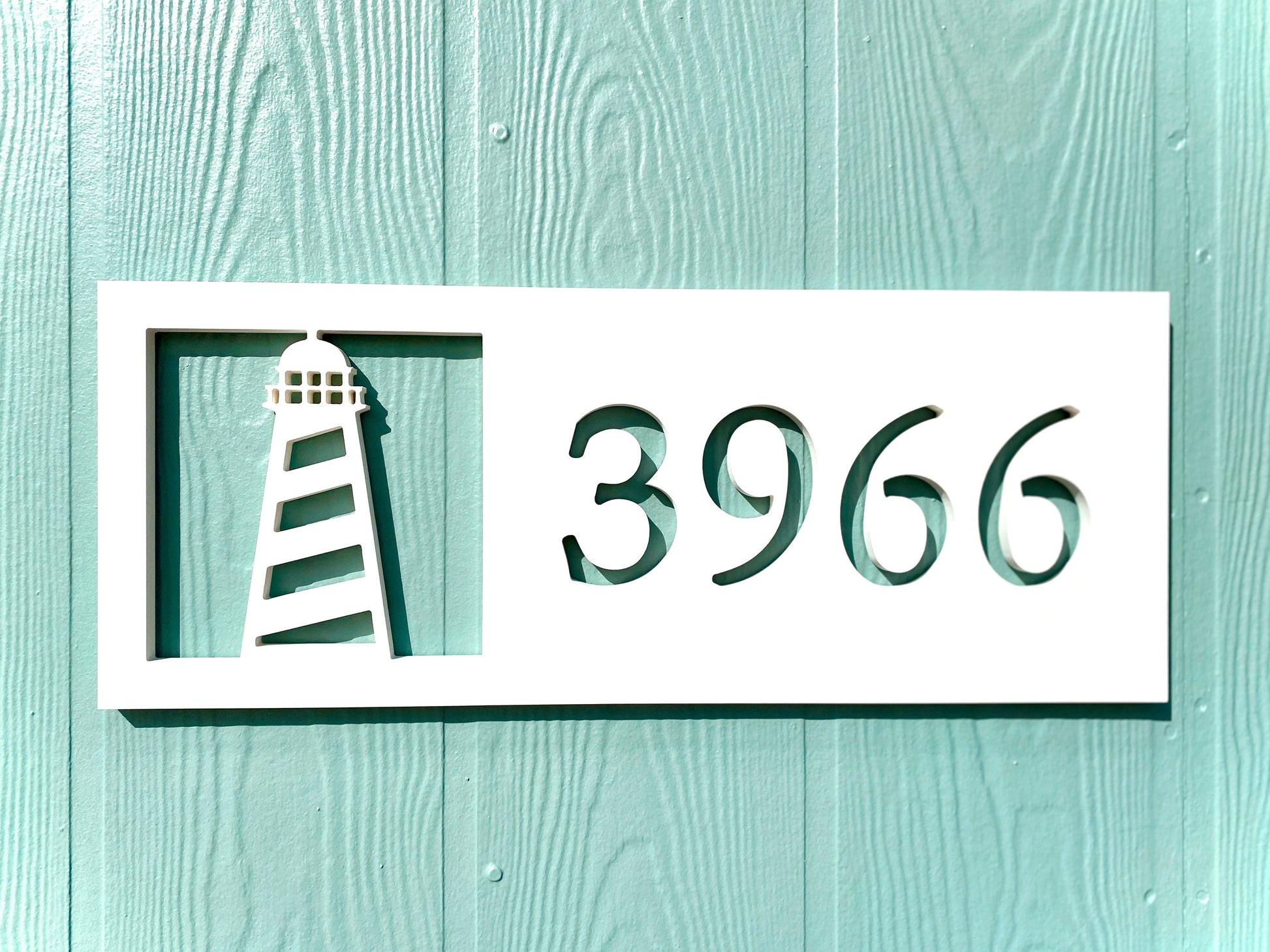 Lighthouse Address Numbers, Weatherproof Horizontal Address Sign for Beach House, Nautical House Numbers, Exterior Coastal Home Decor