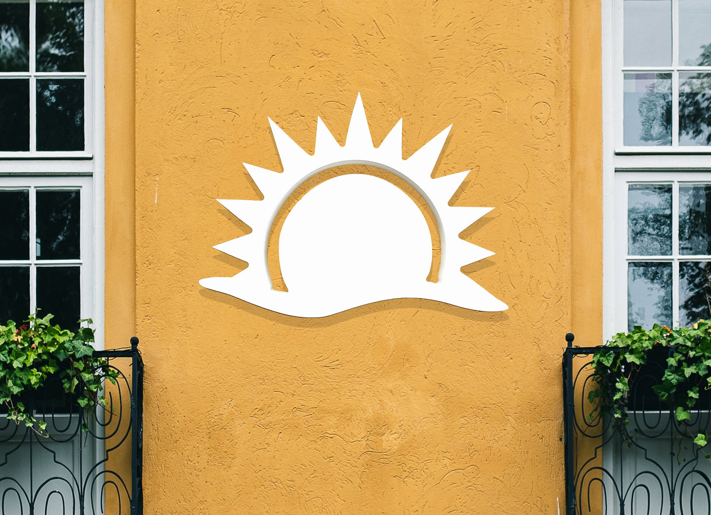 Large Weatherproof Sun, Exterior Beach House Art, Big Outdoor Wall Art for Home, Coastal Decor, Sunshine Decoration, Sunrise Sunset PVC Sign