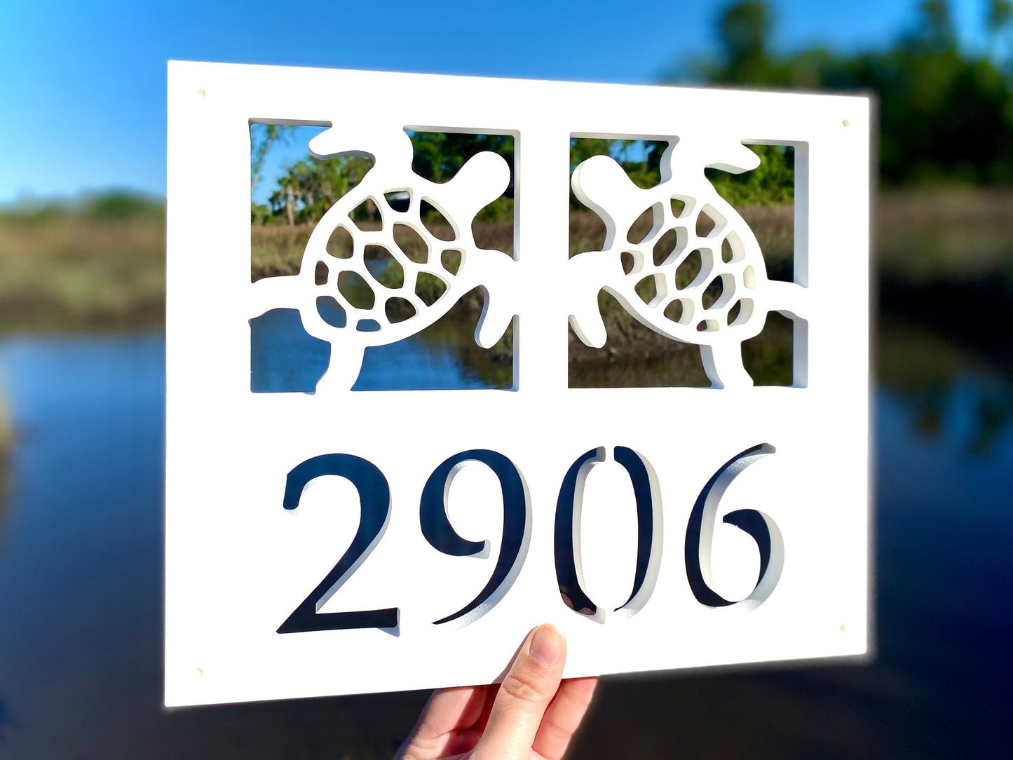 Sea Turtle Address Sign, Weatherproof PVC House Numbers, Beach House Art, Address Plaque, Outdoor Coastal Home Decor, Housewarming Gift