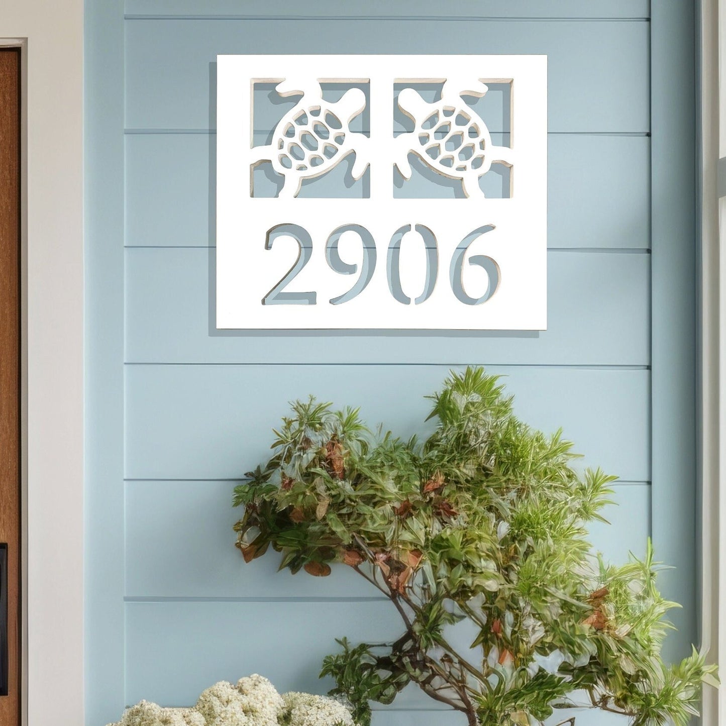 Sea Turtle Address Sign, Weatherproof PVC House Numbers, Beach House Art, Address Plaque, Outdoor Coastal Home Decor, Housewarming Gift