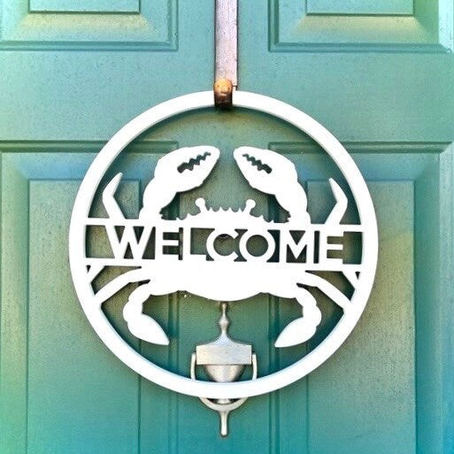 Crab Door Hanger, Weatherproof Crab Wreath, Beach House Outdoor Wall Art, Summer Coastal Decor, Maryland Crab Sign, Exterior Home Decor