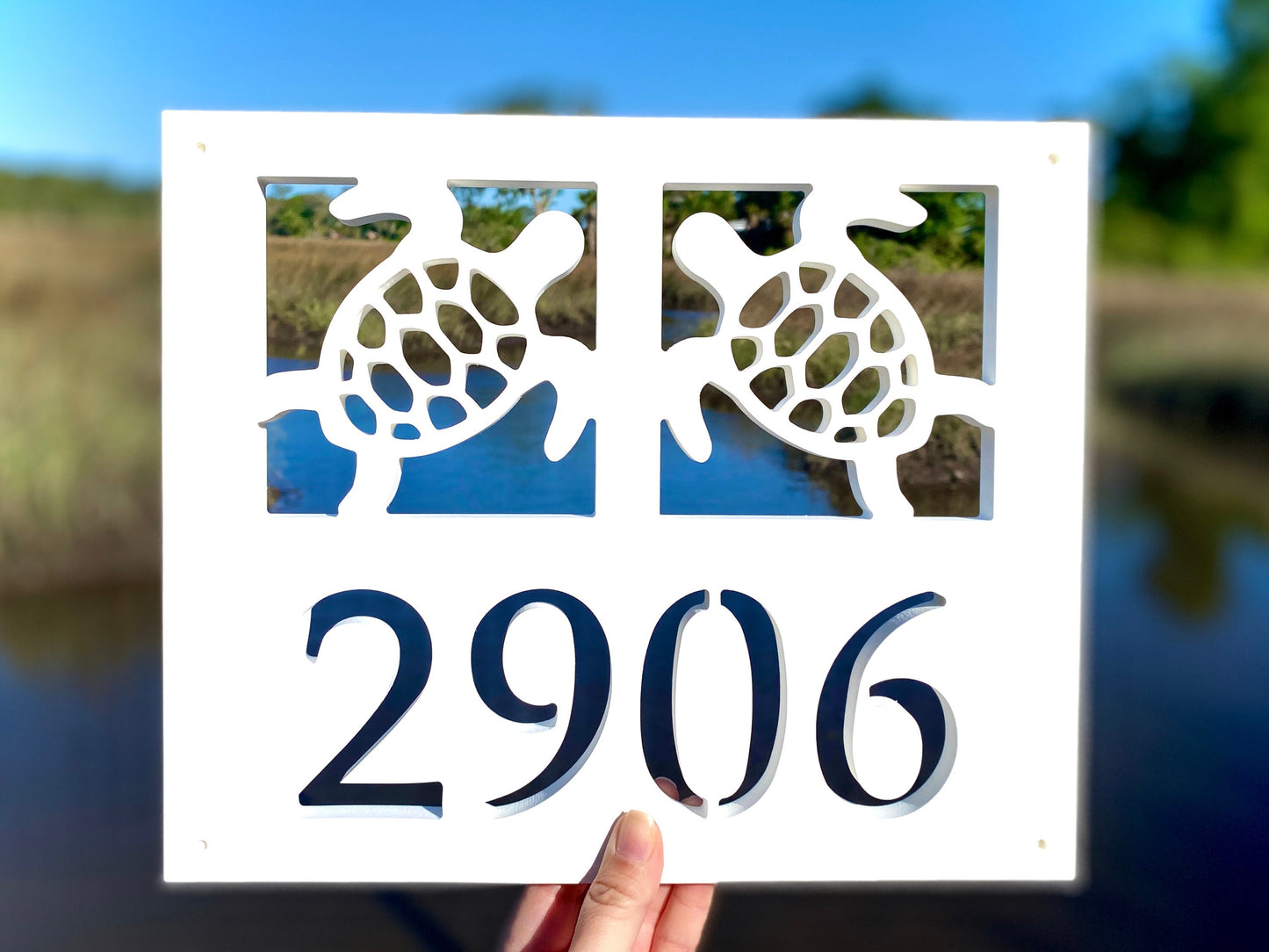 Sea Turtle Address Sign, Weatherproof PVC House Numbers, Beach House Art, Address Plaque, Outdoor Coastal Home Decor, Housewarming Gift