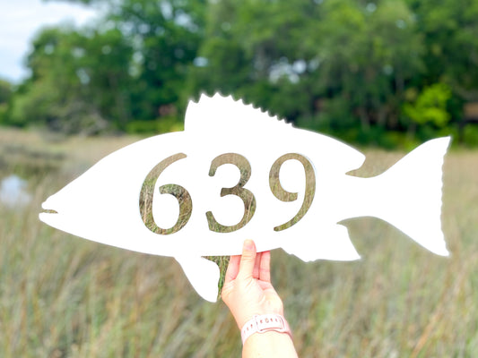 Red Snapper Fish Address Sign, PVC Weatherproof Sign, Tropical Fish Decor, Beach House Address Numbers, Outdoor Coastal Home Decor