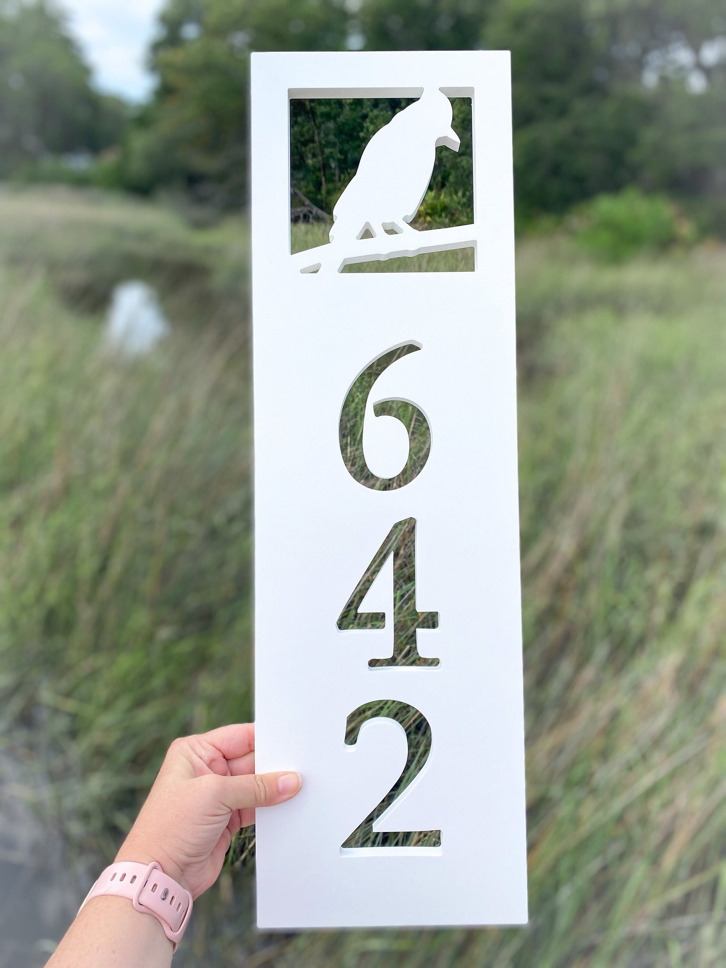 Vertical Cardinal Bird Address Sign, Weatherproof PVC House Numbers, Exterior Bird Home Decor, Gift for Bird Lover, Lakehouse or Cabin Decor