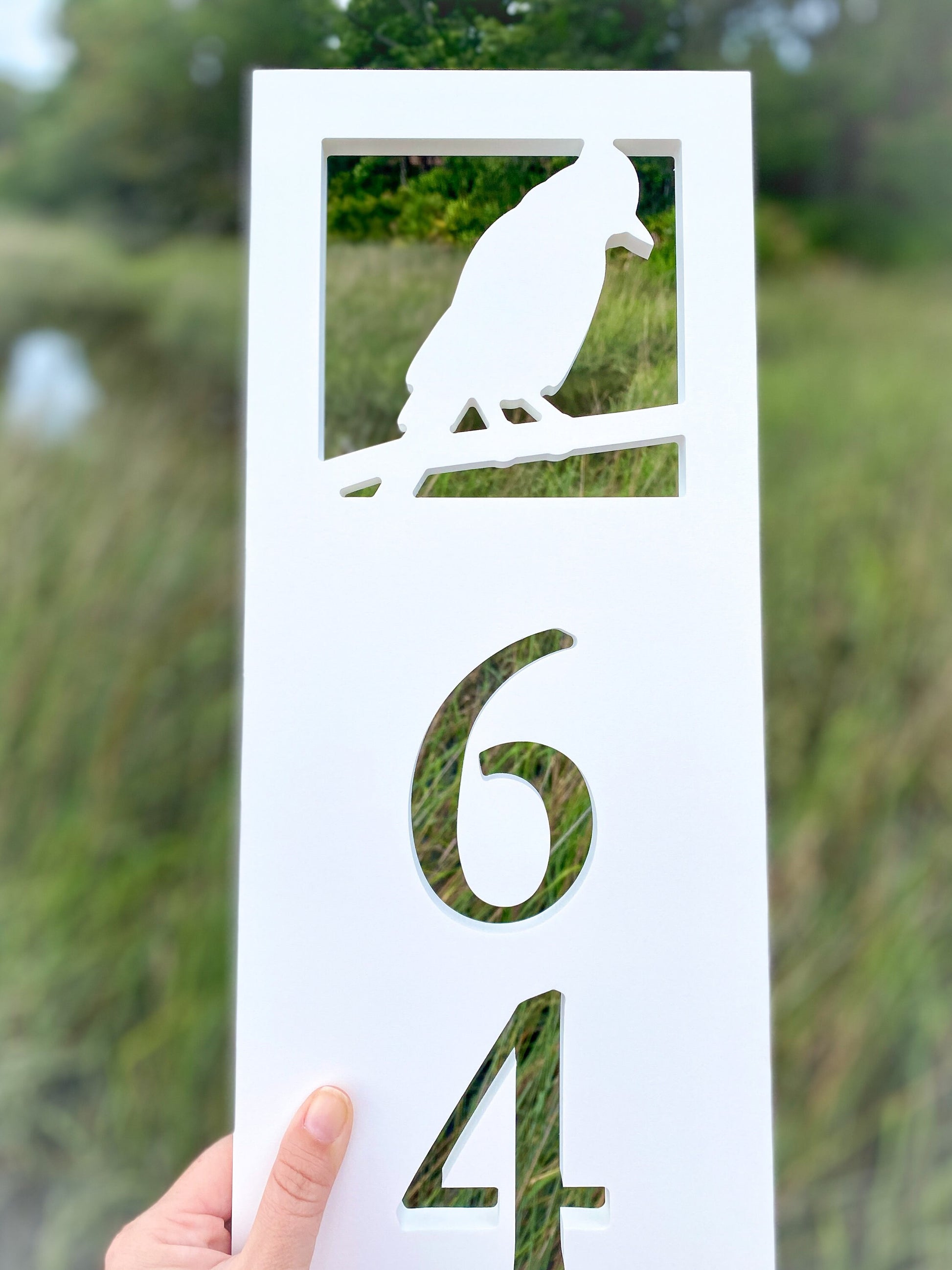 Vertical Cardinal Bird Address Sign, Weatherproof PVC House Numbers, Exterior Bird Home Decor, Gift for Bird Lover, Lakehouse or Cabin Decor