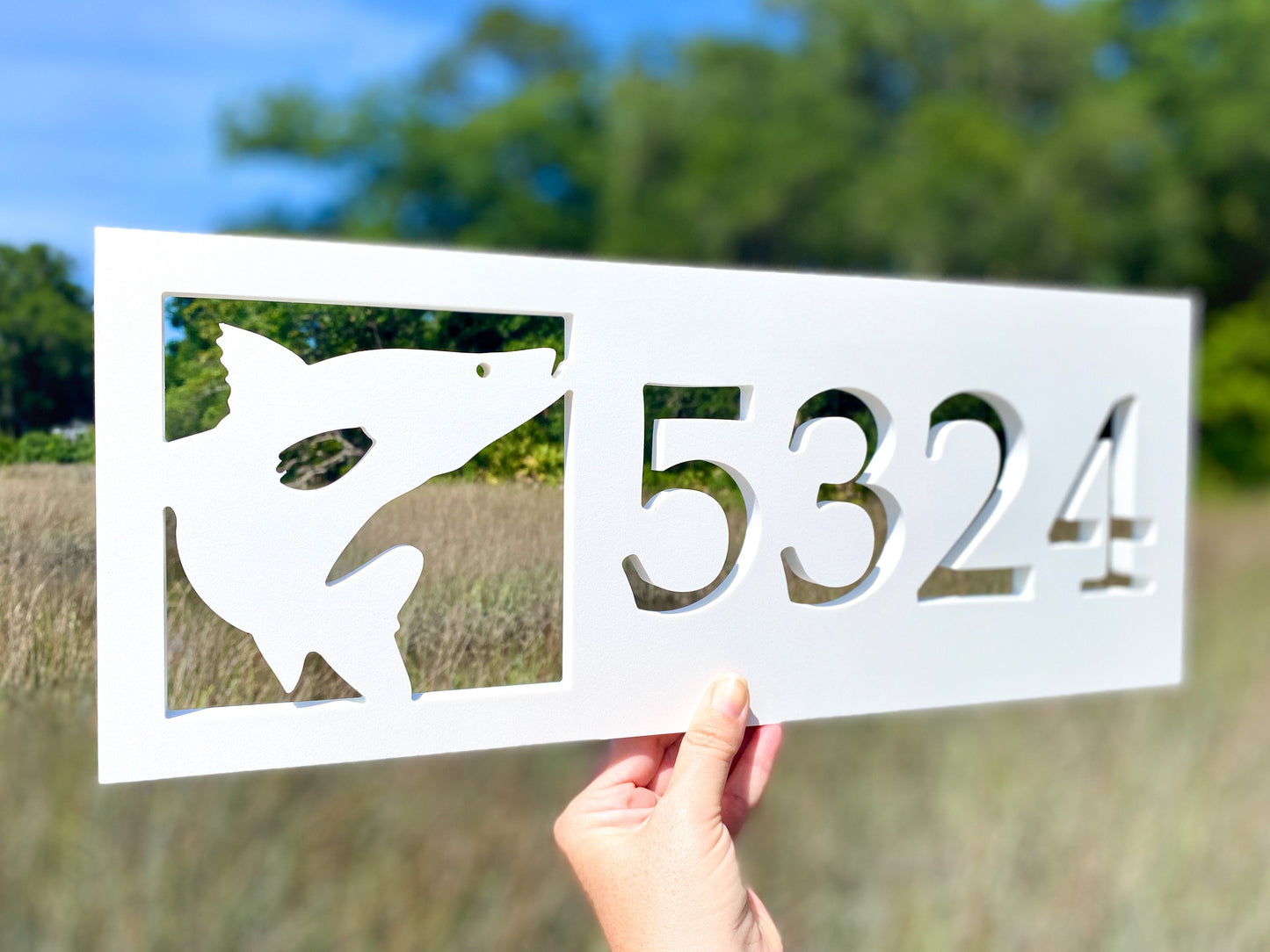 Horizontal Snook Fish Address Sign, Weatherproof PVC House Numbers, Exterior Saltwater Fishing Decor, Coastal Beach House Address Plaque