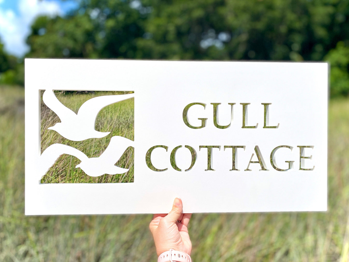 Seagull Bird House Name Sign, Weatherproof PVC Exterior Personalized Sign, Outdoor Coastal Beach House Decor, Sea Bird Decor, Ocean Bird